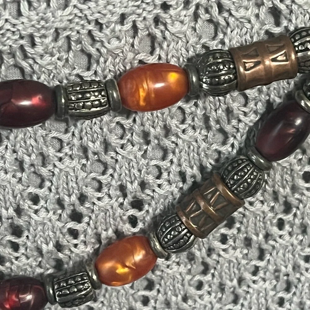 Brown and Silver Beaded Vintage EXP Double Chain Belt Korea 90’s